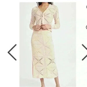 Rebecca Taylor crochet top and skirt set in pink cotton